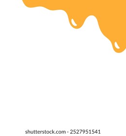 colorful wavy liquid corner. melting slime design element. abstract honey dripping pattern for packaging design. flowing melted caramel on white background. dripping yellow paint.