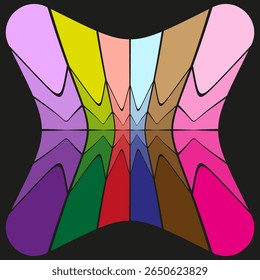 Patrón ondulado colorido. Composición de forma Abstractas. Tonos vibrantes degradados. Vector de fondo oscuro.