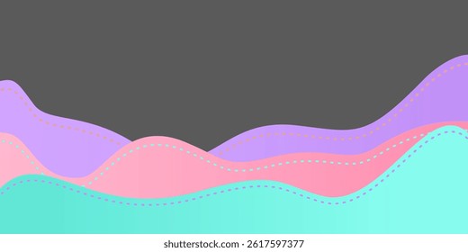 Colorful wavy pattern background on dark background.