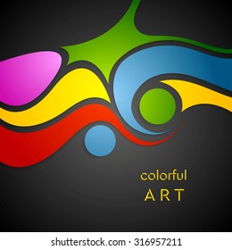Colorful wavy pattern on black background. Vector design