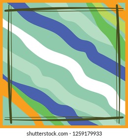 Colorful wavy scarf pattern design on green