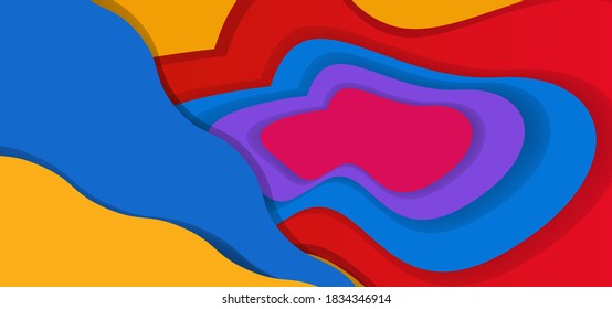 Colorful wavy slime paper cut background vector