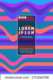 Coloridas franjas onduladas.  Conjunto de plantillas de diseño de página de portada de texturas de franjas de semitonos. El informe abarca el diseño gráfico, las páginas de folletos empresariales y las plantillas corporativas.