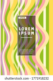 Colorful wavy stripes.  Halftone stripes texture cover page layout templates set. Report covers graphic design, business brochure pages corporate templates.