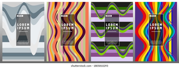 Farbige, gewellte Streifen.  Halftone Streifen Textur-Titelblatt-Layout-Vorlagen Set. Der Bericht behandelt Grafikdesign, Broschüren Seiten Corporate Templates.