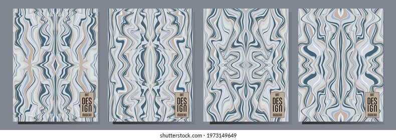 Colorful wavy stripes.  Halftone stripes texture cover page layout templates set. Report covers graphic design, business brochure pages corporate templates.