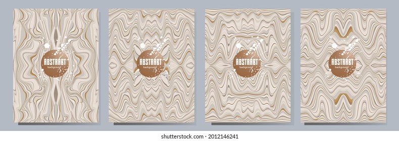 Coloridas franjas onduladas.  Conjunto de plantillas de diseño de página de portada de texturas de franjas de semitono. El informe abarca el diseño gráfico, las páginas de folletos empresariales y las plantillas corporativas.