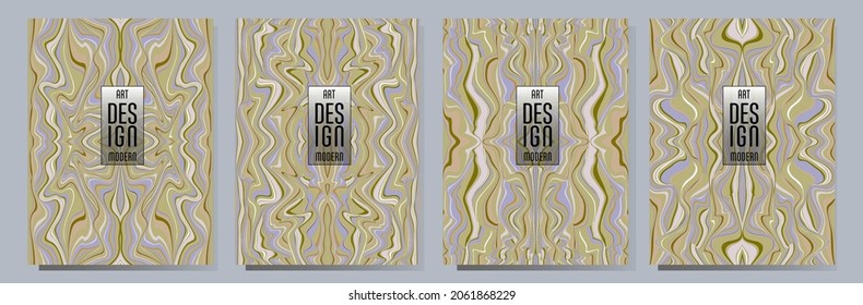 Colorful wavy stripes.  Halftone stripes texture cover page layout templates set. Report covers graphic design, business brochure pages corporate templates.