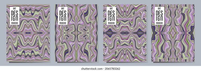 Coloridas franjas onduladas.  Conjunto de plantillas de diseño de página de portada de texturas de franjas de semitono. El informe abarca el diseño gráfico, las páginas de folletos empresariales y las plantillas corporativas.
