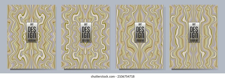 Colorful wavy stripes.  Halftone stripes texture cover page layout templates set. Report covers graphic design, business brochure pages corporate templates.