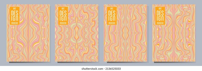 Colorful wavy stripes.  Halftone stripes texture cover page layout templates set. Report covers graphic design, business brochure pages corporate templates.