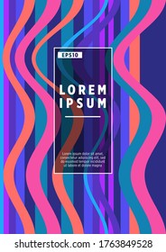 Colorful wavy stripes.  Stripes pattern cover page layout.   Report covers graphic design, business brochure pages corporate templates.