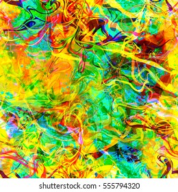 Colorful wavy stripes pattern. Like mixed paint texture. Streaks, blots and stains. Bright vector background for fabric, packaging design, invitation card