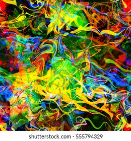 Colorful wavy stripes pattern. Like mixed paint texture. Streaks, blots and stains. Bright vector background for fabric, packaging design, invitation card