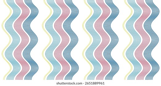 Colorful wavy stripes pattern. Vertical curvy lines. Illustration.