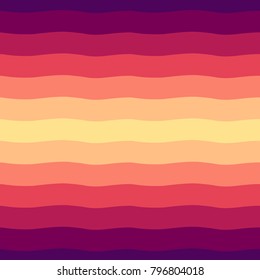 Colorful wavy stripes seamless vector pattern. Bright striped abstract background. Sunset colors. Wide simple colorful waves, streaks, bars texture.