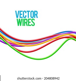 Colorful wavy wires. Vector illustration.