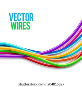 Colorful wavy wires. Vector illustration.