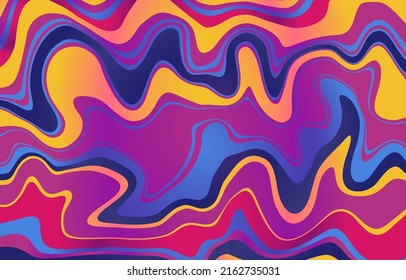 Colorful Wavy Yellow Psychedelic Background