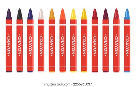 Colorful wax crayons collection.Wax crayons set