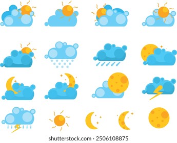 Colorful weather icon forecast design elements