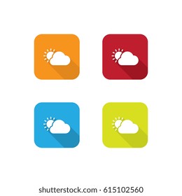 Colorful Weather Icons With Long Shadow