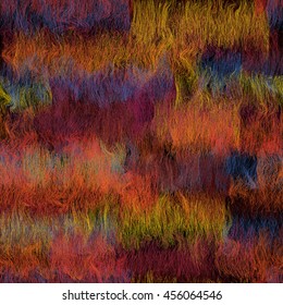 Colorful weave grunge striped and wavy seamless pattern 