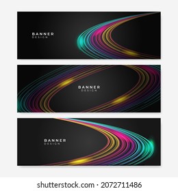 Colorful web banner with abstract geometric background. Collection of horizontal promotion banners with pastel gradient colors and abstract geometric backdrop. Header design. Vibrant coupon template.