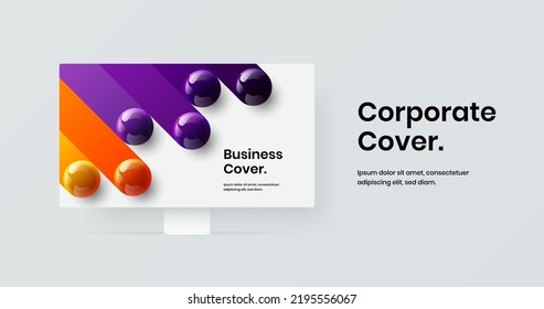Colorful web banner design vector template. Clean computer display mockup landing page concept.