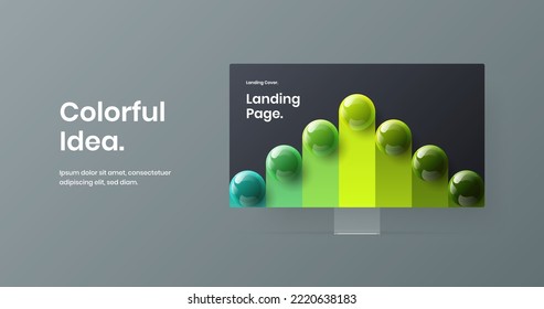 Colorful web banner vector design layout. Abstract display mockup site template.