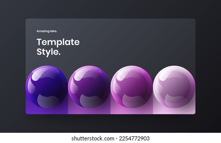 Colorful web banner vector design layout. Amazing 3D balls company brochure concept.