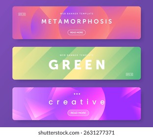 Bannières de web colorées avec arrière-plan abstrait dégradé vibrant et texte en gras. Conception d'en-tête pour site web. Idéal pour les publicités numériques, les promotions ou les campagnes marketing.