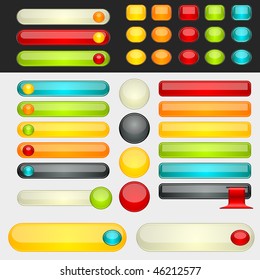 Colorful web button set. Global swatches included. Easy to change colors.