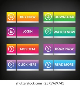 Colorful Web Buttons Design, Website button set