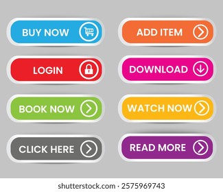 Colorful Web Buttons Design, Website button set