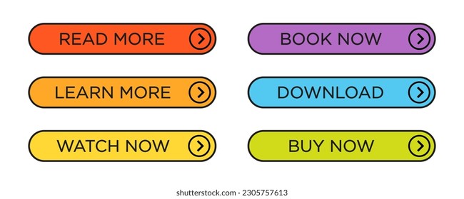 Colorful web buttons set. Web button set. Vector illustration