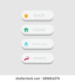 Colorida colección de botones de diseño web con diseño plano. Icono de botón de color de aplicación web y ui para el sitio web moderno. Iconos de vectores aislados en fondo blanco
