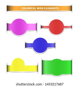 Colorful web design, print and presentation elements with shadows on a white background. Vector illustration