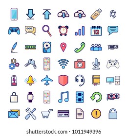 colorful web icon set on white background