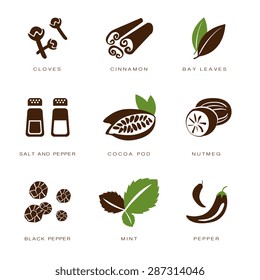 Colorful web icon set spices, condiments and herbs