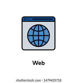 colorful web icon vector. perfect web page symbol. web sign symbol- vector. web design and mobile design. white background.