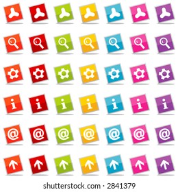 Colorful Web Icons Set 5 of 5;Nice set of colorful icons--see my portfolio for other icons in this series. Vector files are layered and easy to edit. No transparencies!