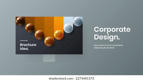 Colorful web project design vector concept. Bright monitor mockup site illustration.