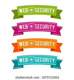 Colorful Web security ribbons. Eps10 Vector.