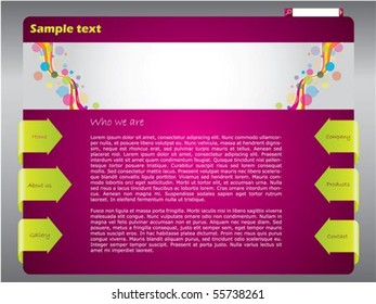 Colorful web template with arrow buttons