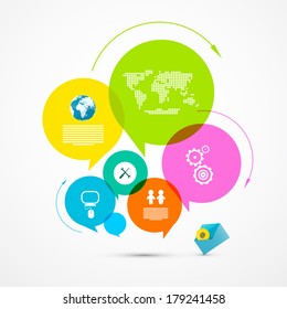 Colorful Web Template - Circle Paper Vector Infographic Layout