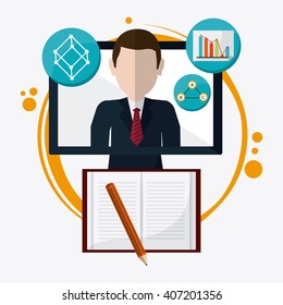colorful webinar icon over white background , vector illustration