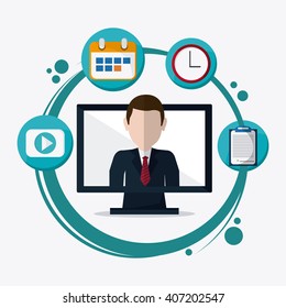 colorful webinar icon over white background , vector illustration