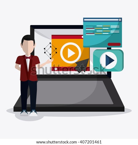 colorful webinar icon over white background , vector illustration