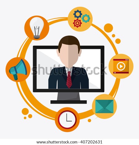 colorful webinar icon over white background , vector illustration